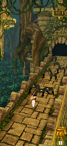 Temple Run Screenshot - Sprung über Abgrund im Dschungel